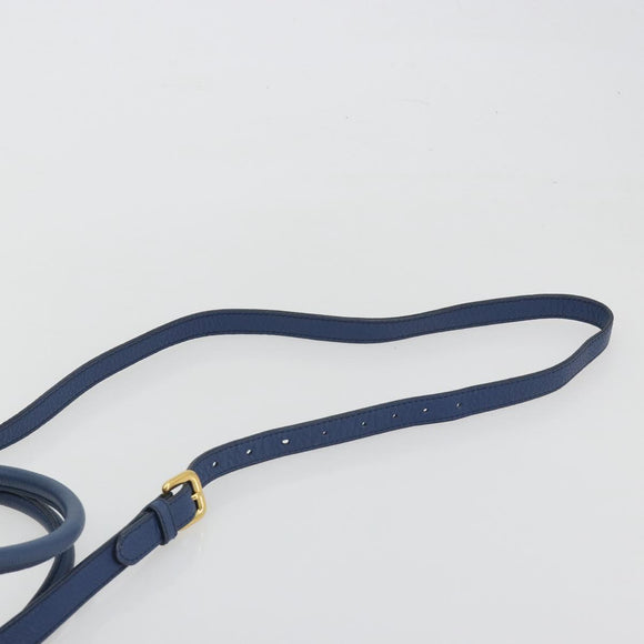 PRADA Hand Bag Leather 2way Blue Gold Tone Auth 195424V