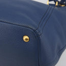 PRADA Hand Bag Leather 2way Blue Gold Tone Auth 195424V-16