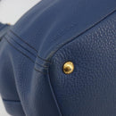 PRADA Hand Bag Leather 2way Blue Gold Tone Auth 195424V-17