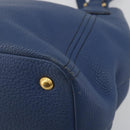PRADA Hand Bag Leather 2way Blue Gold Tone Auth 195424V-18