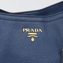 PRADA Hand Bag Leather 2way Blue Gold Tone Auth 195424V-20