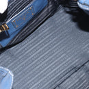 PRADA Hand Bag Leather 2way Blue Gold Tone Auth 195424V-10
