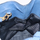 PRADA Hand Bag Leather 2way Blue Gold Tone Auth 195424V-23