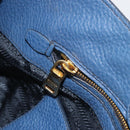 PRADA Hand Bag Leather 2way Blue Gold Tone Auth 195424V-24