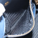 PRADA Hand Bag Leather 2way Blue Gold Tone Auth 195424V-25