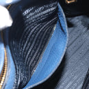 PRADA Hand Bag Leather 2way Blue Gold Tone Auth 195424V-26