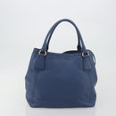 PRADA Hand Bag Leather 2way Blue Gold Tone Auth 195424V-2
