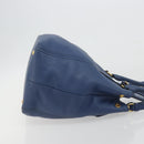 PRADA Hand Bag Leather 2way Blue Gold Tone Auth 195424V-3