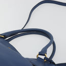 PRADA Hand Bag Leather 2way Blue Gold Tone Auth 195424V-14