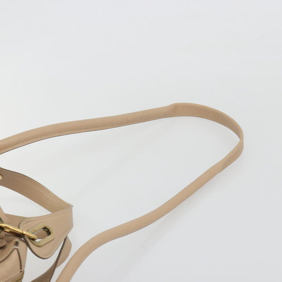 Chloe Paraty Hand Bag Leather 2way Beige Gold Tone Auth 195425A