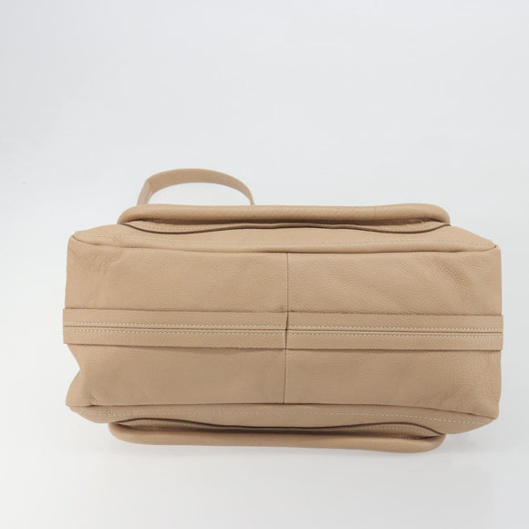 Chloe Paraty Hand Bag Leather 2way Beige Gold Tone Auth 195425A