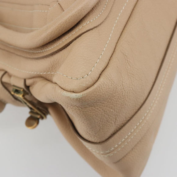 Chloe Paraty Hand Bag Leather 2way Beige Gold Tone Auth 195425A