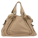 Chloe Paraty Hand Bag Leather 2way Beige Gold Tone Auth 195425A-13