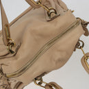 Chloe Paraty Hand Bag Leather 2way Beige Gold Tone Auth 195425A-6
