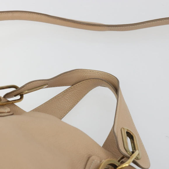 Chloe Paraty Hand Bag Leather 2way Beige Gold Tone Auth 195425A