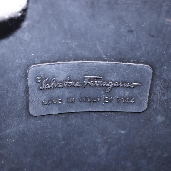 Salvatore Ferragamo Gancini Hand Bag Rubber Black Auth 195426A