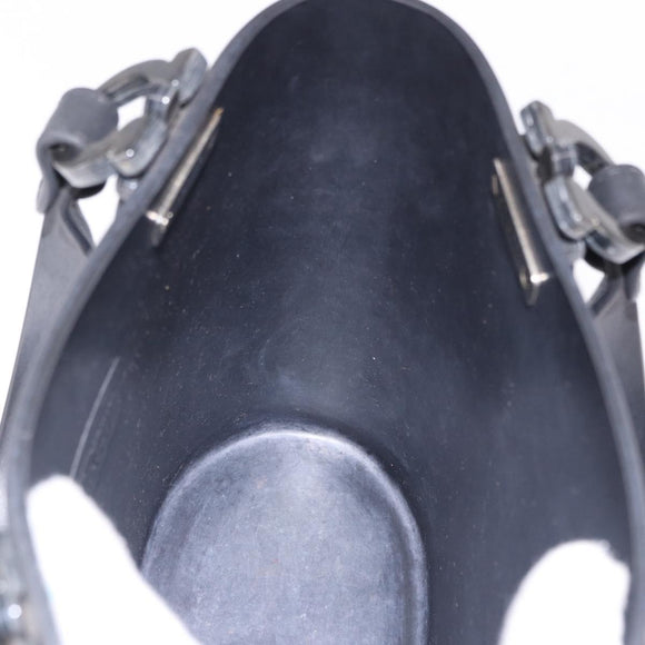 Salvatore Ferragamo Gancini Hand Bag Rubber Black Auth 195426A