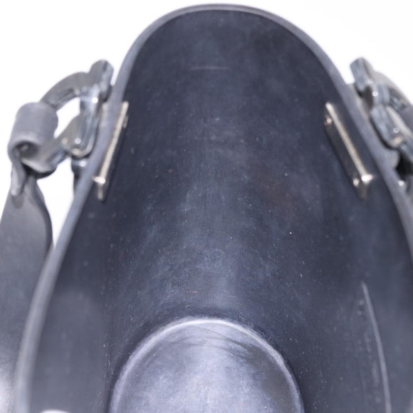 Salvatore Ferragamo Gancini Hand Bag Rubber Black Auth 195426A