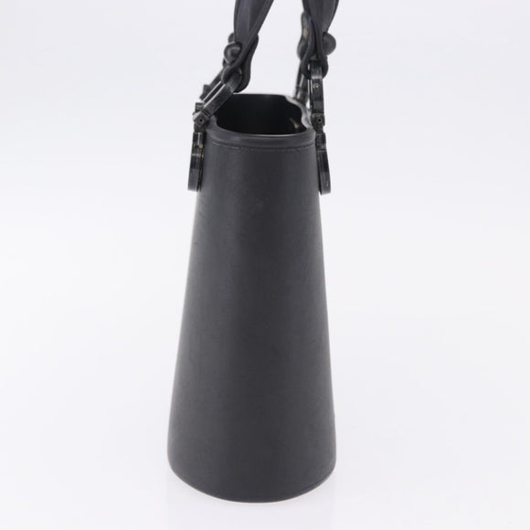 Salvatore Ferragamo Gancini Hand Bag Rubber Black Auth 195426A