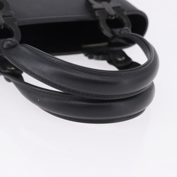 Salvatore Ferragamo Gancini Hand Bag Rubber Black Auth 195426A