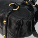 Miu Miu Hand Bag Leather Black Gold Tone Auth 195427-14