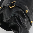 Miu Miu Hand Bag Leather Black Gold Tone Auth 195427-15