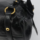Miu Miu Hand Bag Leather Black Gold Tone Auth 195427-16