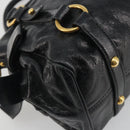 Miu Miu Hand Bag Leather Black Gold Tone Auth 195427-9