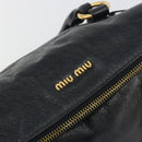 Miu Miu Hand Bag Leather Black Gold Tone Auth 195427-17