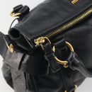 Miu Miu Hand Bag Leather Black Gold Tone Auth 195427-10