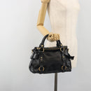 Miu Miu Hand Bag Leather Black Gold Tone Auth 195427-22