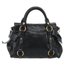 Miu Miu Hand Bag Leather Black Gold Tone Auth 195427-2