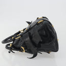 Miu Miu Hand Bag Leather Black Gold Tone Auth 195427-4