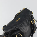Miu Miu Hand Bag Leather Black Gold Tone Auth 195427-6