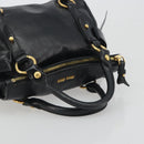 Miu Miu Hand Bag Leather Black Gold Tone Auth 195427-7