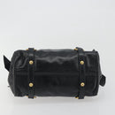 Miu Miu Hand Bag Leather Black Gold Tone Auth 195427-5