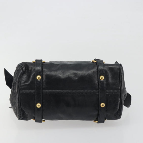 Miu Miu Hand Bag Leather Black Gold Tone Auth 195427
