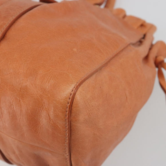 Miu Miu Hand Bag Leather Brown Gold Tone Auth 195428V