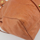 Miu Miu Hand Bag Leather Brown Gold Tone Auth 195428V-11
