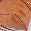 Miu Miu Hand Bag Leather Brown Gold Tone Auth 195428V-13