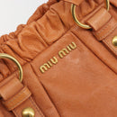 Miu Miu Hand Bag Leather Brown Gold Tone Auth 195428V-16