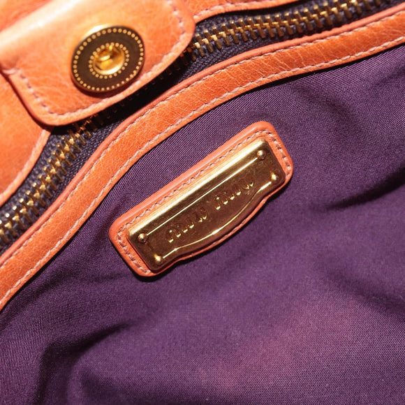 Miu Miu Hand Bag Leather Brown Gold Tone Auth 195428V