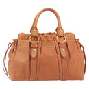 Miu Miu Hand Bag Leather Brown Gold Tone Auth 195428V-2