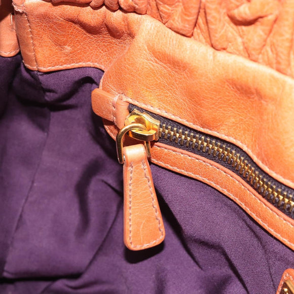 Miu Miu Hand Bag Leather Brown Gold Tone Auth 195428V