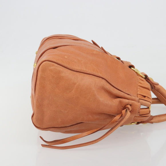 Miu Miu Hand Bag Leather Brown Gold Tone Auth 195428V