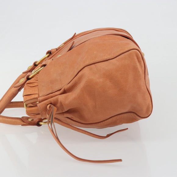 Miu Miu Hand Bag Leather Brown Gold Tone Auth 195428V