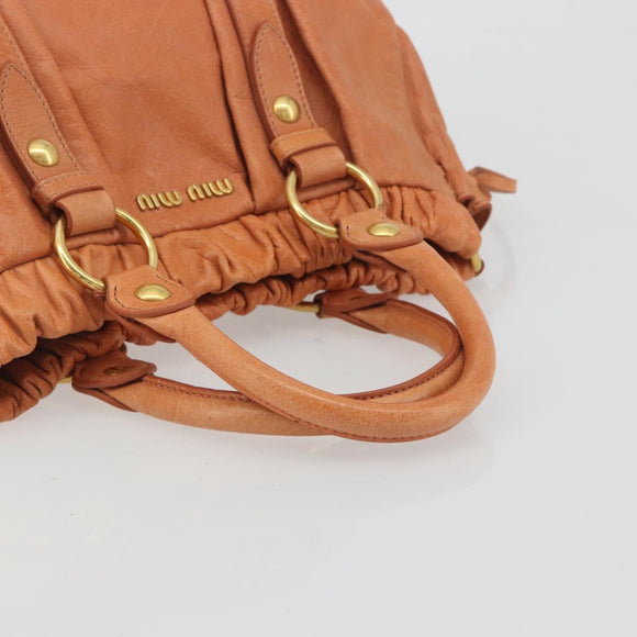 Miu Miu Hand Bag Leather Brown Gold Tone Auth 195428V