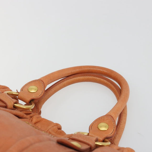 Miu Miu Hand Bag Leather Brown Gold Tone Auth 195428V