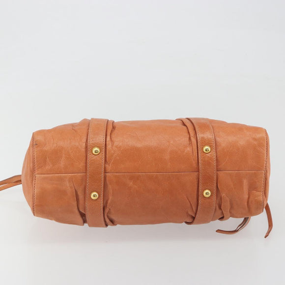 Miu Miu Hand Bag Leather Brown Gold Tone Auth 195428V