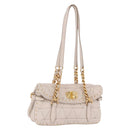 Miu Miu Chain Shoulder Bag Leather Beige Gold Tone Auth 195430A-1